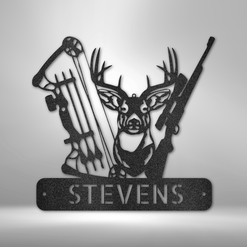 Personalized Deer Hunting Head Monogram Name Metal Sign, Metal